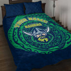 Personalized Canberra Raiders Quilt Bed Set Polynesian Tribal Chest and Sleeve Tattoo