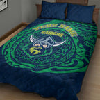 Personalized Canberra Raiders Quilt Bed Set Polynesian Tribal Chest and Sleeve Tattoo