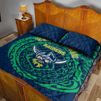 Personalized Canberra Raiders Quilt Bed Set Polynesian Tribal Chest and Sleeve Tattoo