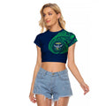 Personalized Canberra Raiders Raglan Cropped T Shirt Polynesian Tribal Chest and Sleeve Tattoo