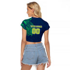 Personalized Canberra Raiders Raglan Cropped T Shirt Polynesian Tribal Chest and Sleeve Tattoo