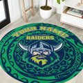 Personalized Canberra Raiders Round Carpet Polynesian Tribal Chest and Sleeve Tattoo