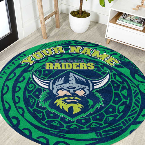 Personalized Canberra Raiders Round Carpet Polynesian Tribal Chest and Sleeve Tattoo