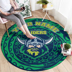 Personalized Canberra Raiders Round Carpet Polynesian Tribal Chest and Sleeve Tattoo