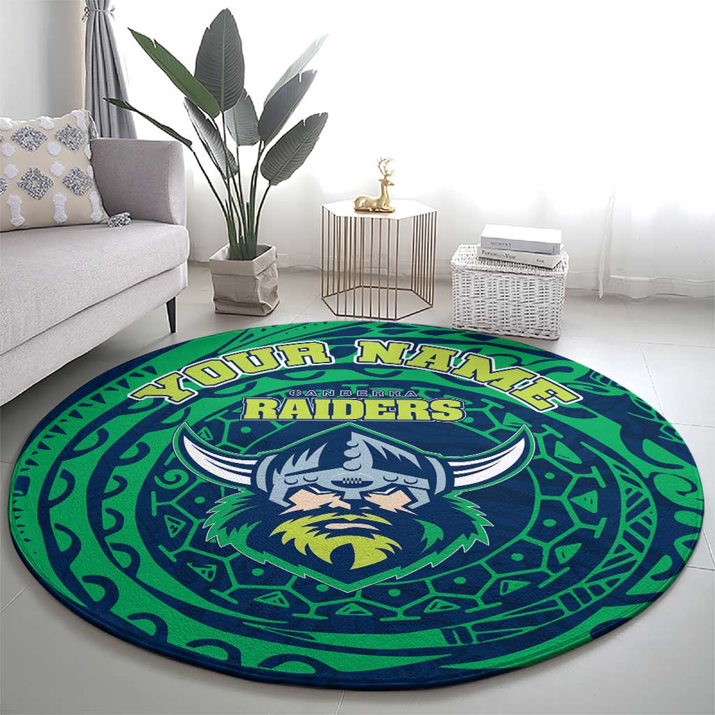 Personalized Canberra Raiders Round Carpet Polynesian Tribal Chest and Sleeve Tattoo