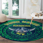 Personalized Canberra Raiders Round Carpet Polynesian Tribal Chest and Sleeve Tattoo