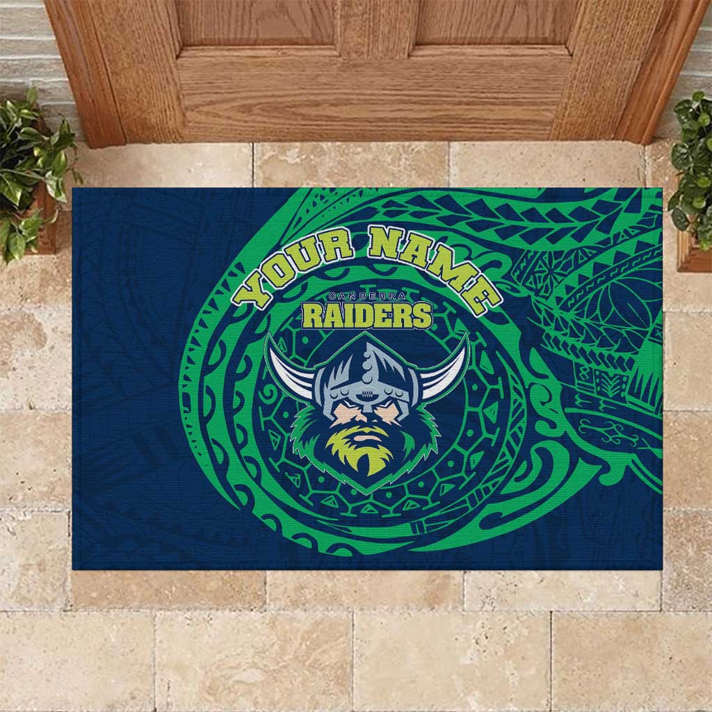 Personalized Canberra Raiders Rubber Doormat Polynesian Tribal Chest and Sleeve Tattoo