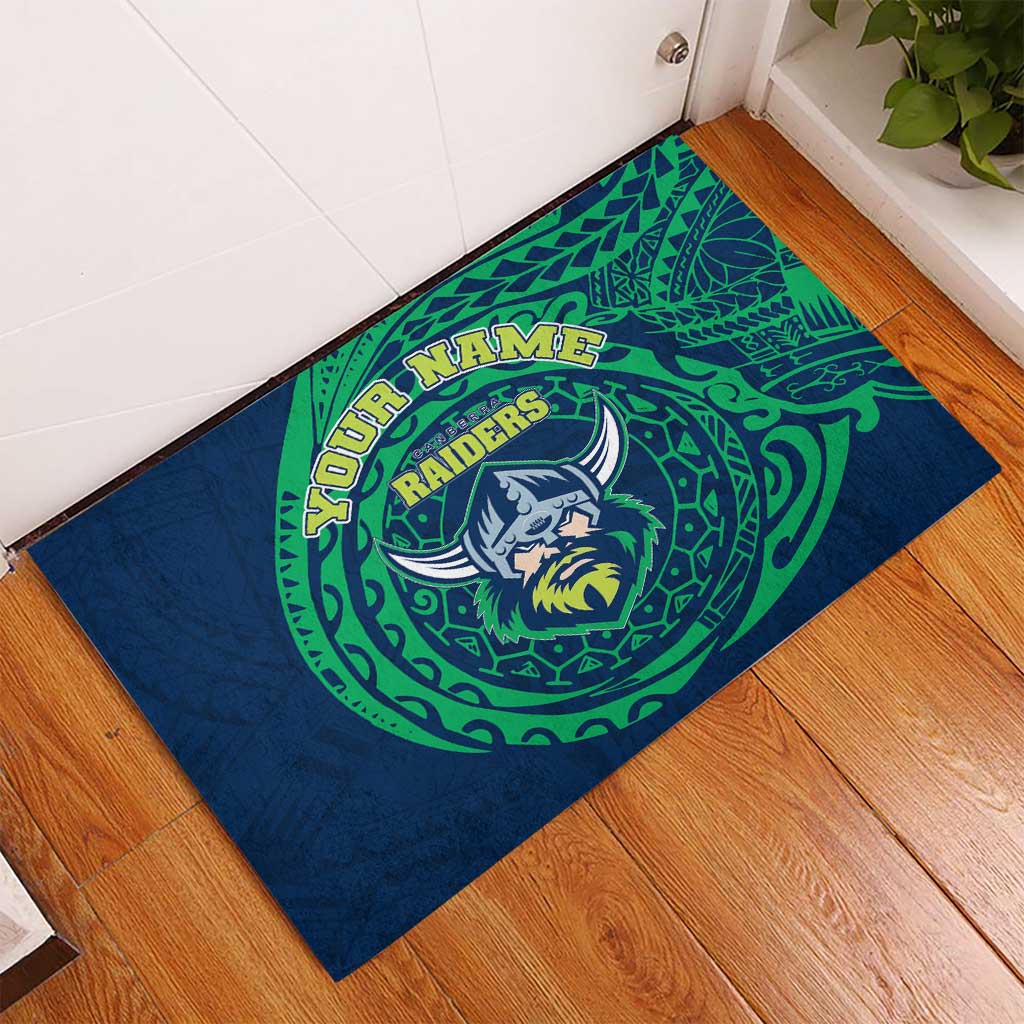 Personalized Canberra Raiders Rubber Doormat Polynesian Tribal Chest and Sleeve Tattoo
