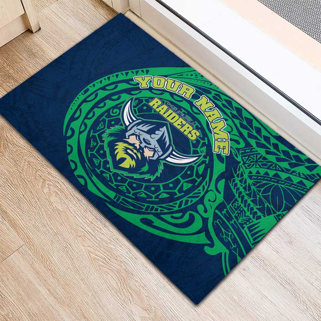 Personalized Canberra Raiders Rubber Doormat Polynesian Tribal Chest and Sleeve Tattoo