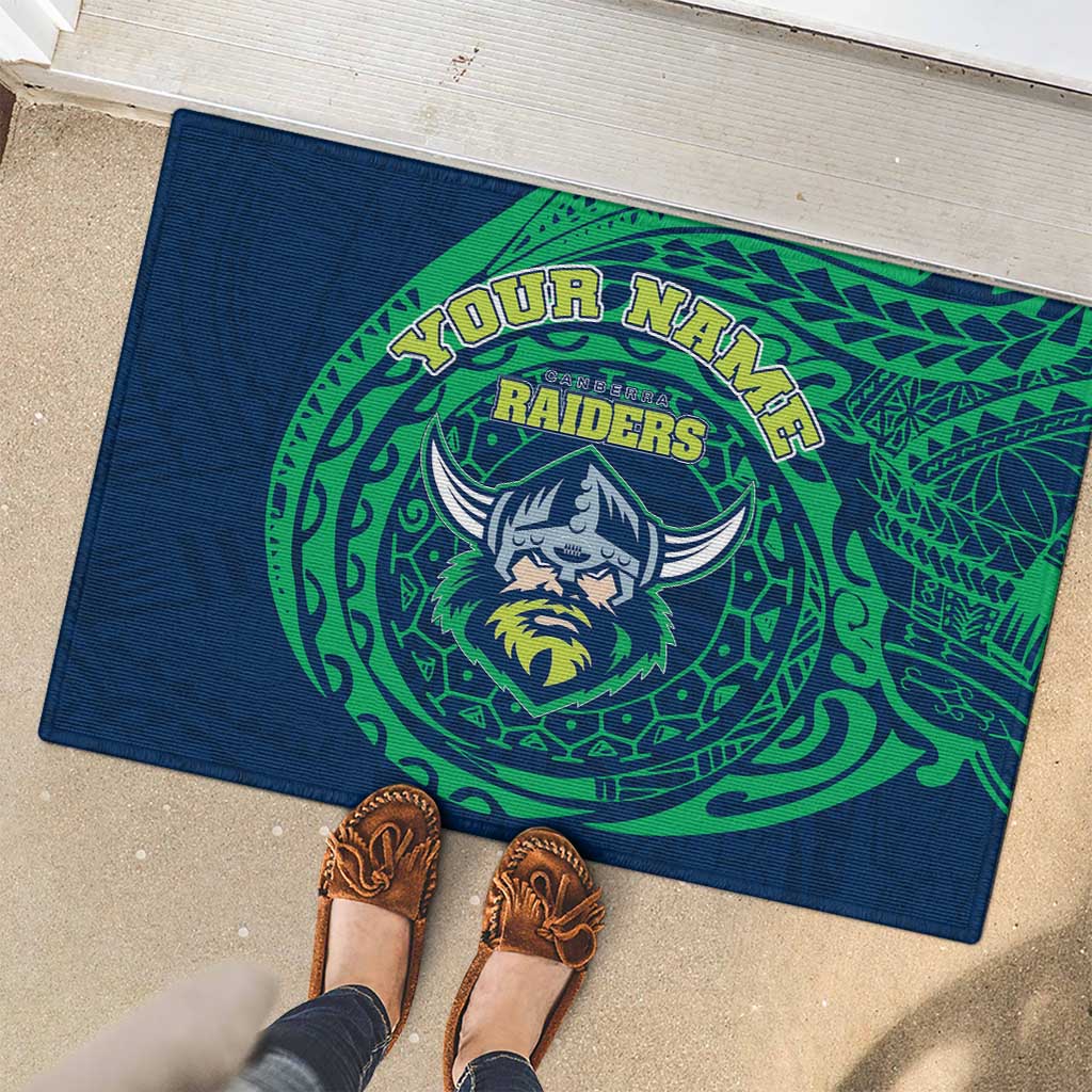 Personalized Canberra Raiders Rubber Doormat Polynesian Tribal Chest and Sleeve Tattoo