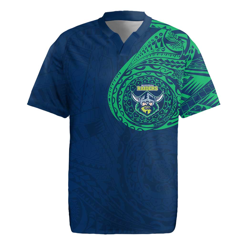 Personalized Canberra Raiders Rugby Jersey Polynesian Tribal Chest and Sleeve Tattoo