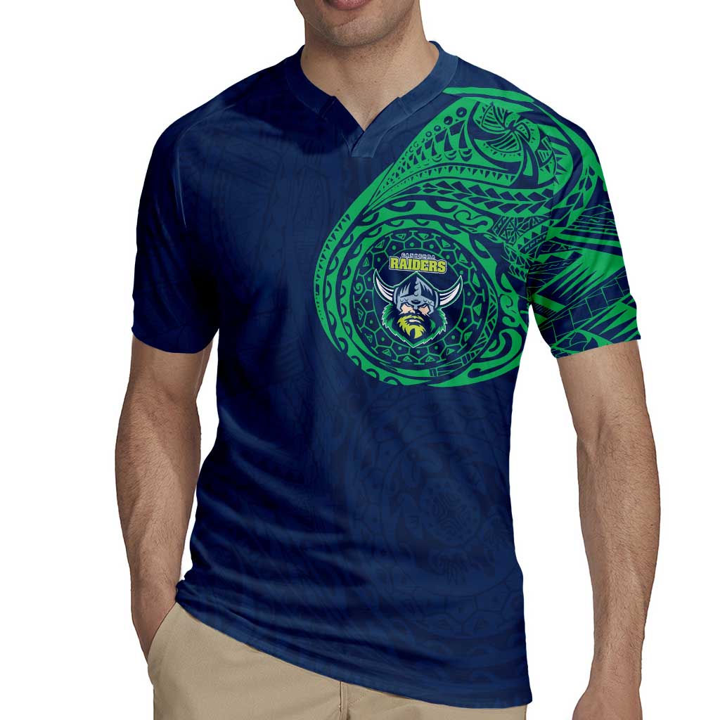 Personalized Canberra Raiders Rugby Jersey Polynesian Tribal Chest and Sleeve Tattoo