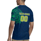 Personalized Canberra Raiders Rugby Jersey Polynesian Tribal Chest and Sleeve Tattoo