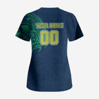 Personalized Canberra Raiders Scrub Top Polynesian Tribal Chest and Sleeve Tattoo