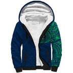 Personalized Canberra Raiders Sherpa Hoodie Polynesian Tribal Chest and Sleeve Tattoo