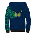 Personalized Canberra Raiders Sherpa Hoodie Polynesian Tribal Chest and Sleeve Tattoo