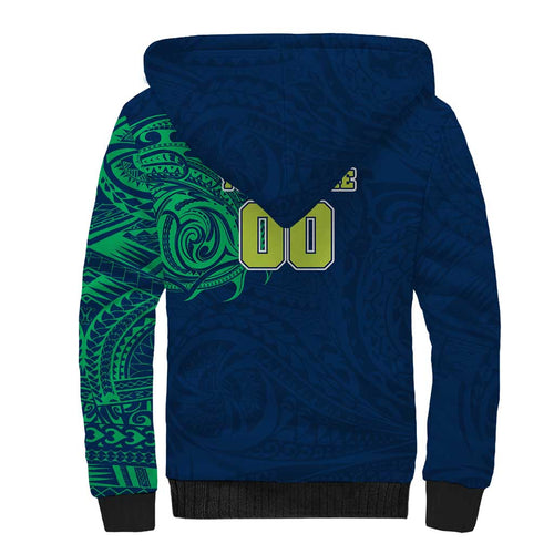 Personalized Canberra Raiders Sherpa Hoodie Polynesian Tribal Chest and Sleeve Tattoo
