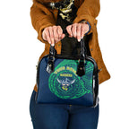Personalized Canberra Raiders Shoulder Handbag Polynesian Tribal Chest and Sleeve Tattoo