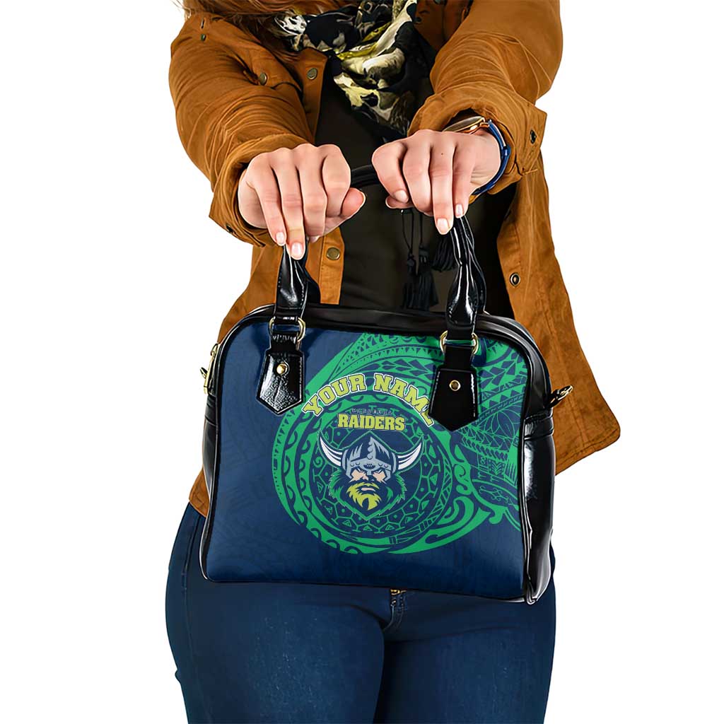 Personalized Canberra Raiders Shoulder Handbag Polynesian Tribal Chest and Sleeve Tattoo