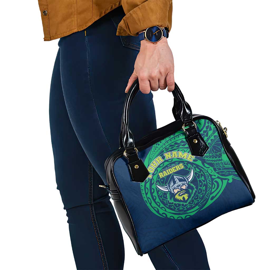 Personalized Canberra Raiders Shoulder Handbag Polynesian Tribal Chest and Sleeve Tattoo