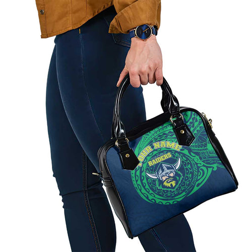Personalized Canberra Raiders Shoulder Handbag Polynesian Tribal Chest and Sleeve Tattoo
