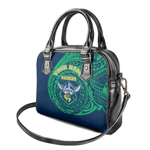Personalized Canberra Raiders Shoulder Handbag Polynesian Tribal Chest and Sleeve Tattoo