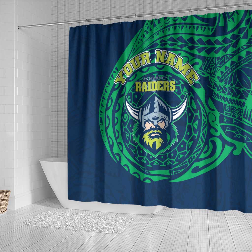 Personalized Canberra Raiders Shower Curtain Polynesian Tribal Chest and Sleeve Tattoo