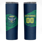 Personalized Canberra Raiders Skinny Tumbler Polynesian Tribal Chest and Sleeve Tattoo