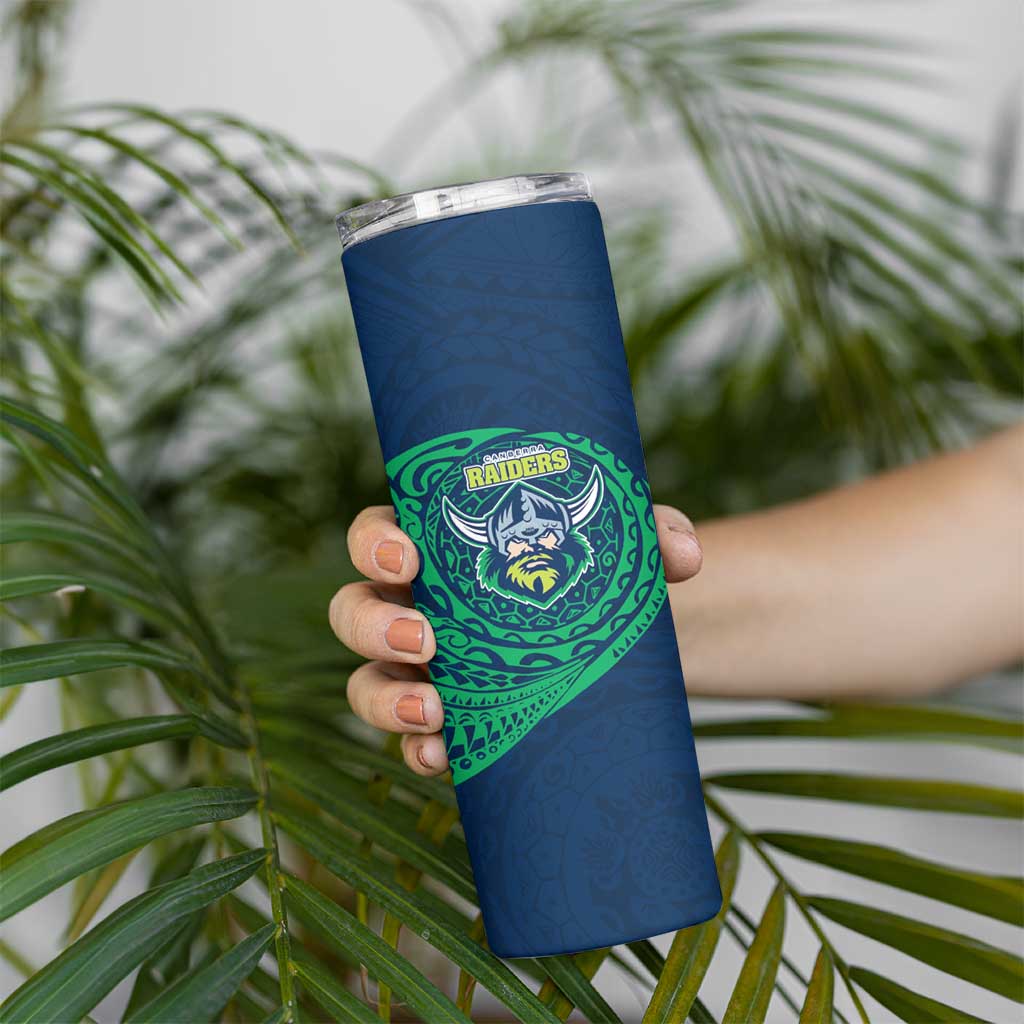 Personalized Canberra Raiders Skinny Tumbler Polynesian Tribal Chest and Sleeve Tattoo