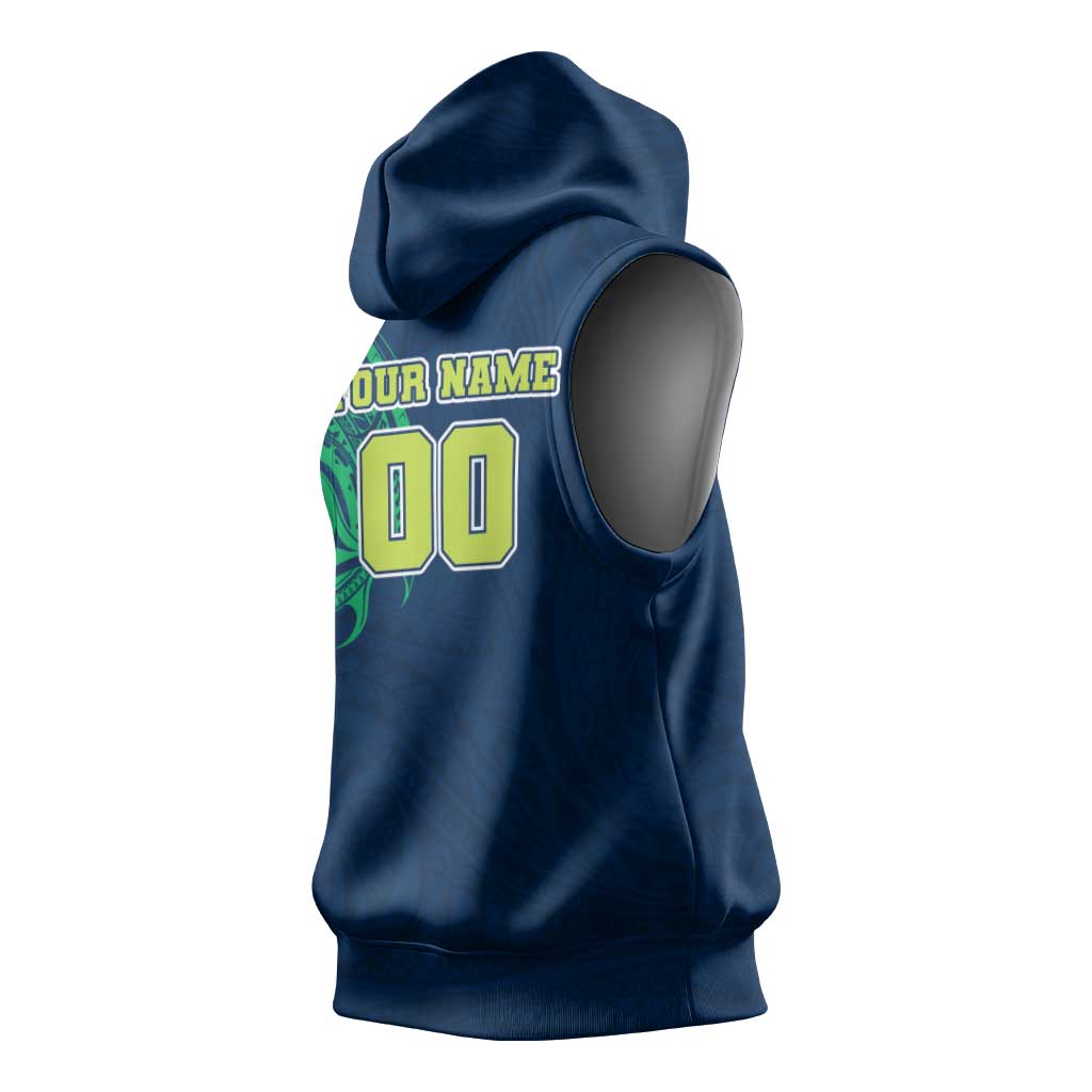 Personalized Canberra Raiders Sleeveless Hoodie Polynesian Tribal Chest and Sleeve Tattoo
