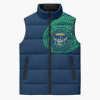 Personalized Canberra Raiders Sleeveless Puffer Jacket Polynesian Tribal Chest and Sleeve Tattoo