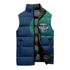 Personalized Canberra Raiders Sleeveless Puffer Jacket Polynesian Tribal Chest and Sleeve Tattoo