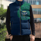 Personalized Canberra Raiders Sleeveless Puffer Jacket Polynesian Tribal Chest and Sleeve Tattoo