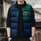 Personalized Canberra Raiders Sleeveless Puffer Jacket Polynesian Tribal Chest and Sleeve Tattoo