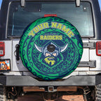 Personalized Canberra Raiders Spare Tire Cover Polynesian Tribal Chest and Sleeve Tattoo
