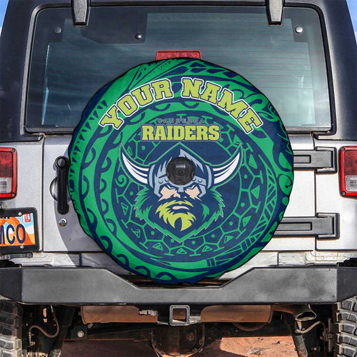 Personalized Canberra Raiders Spare Tire Cover Polynesian Tribal Chest and Sleeve Tattoo