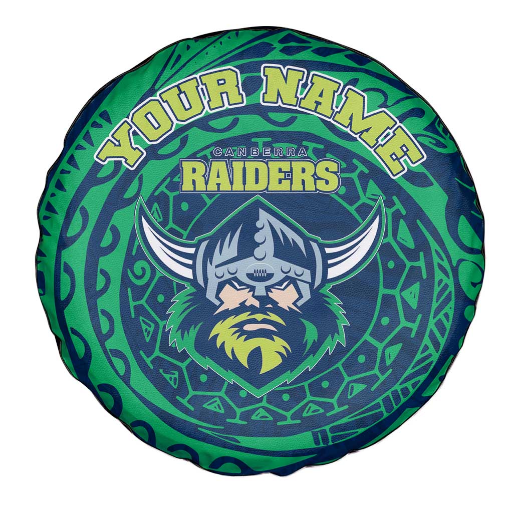 Personalized Canberra Raiders Spare Tire Cover Polynesian Tribal Chest and Sleeve Tattoo