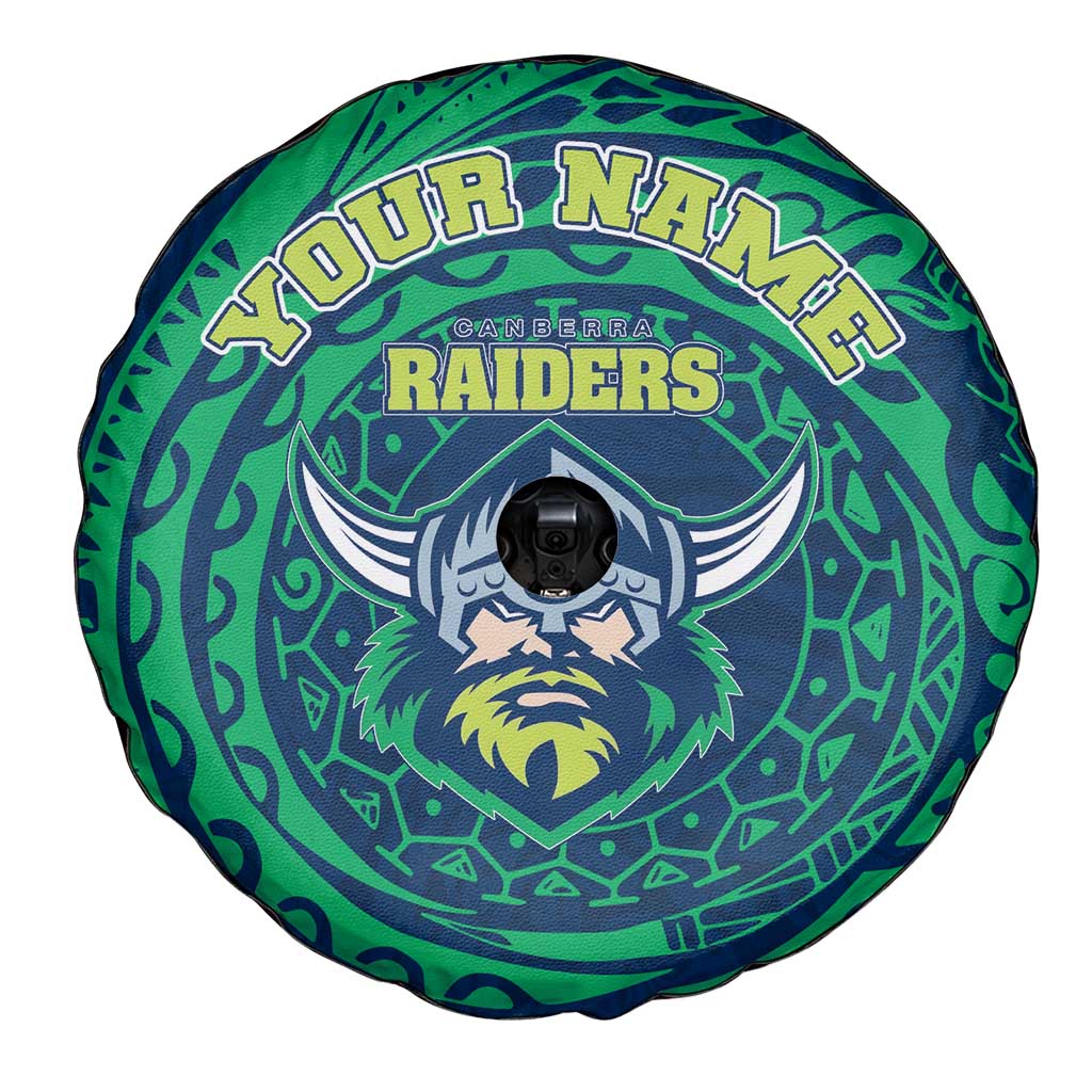 Personalized Canberra Raiders Spare Tire Cover Polynesian Tribal Chest and Sleeve Tattoo