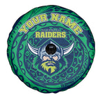 Personalized Canberra Raiders Spare Tire Cover Polynesian Tribal Chest and Sleeve Tattoo