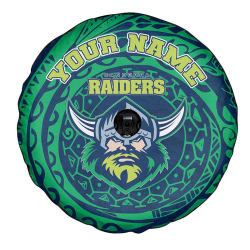 Personalized Canberra Raiders Spare Tire Cover Polynesian Tribal Chest and Sleeve Tattoo