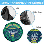 Personalized Canberra Raiders Spare Tire Cover Polynesian Tribal Chest and Sleeve Tattoo