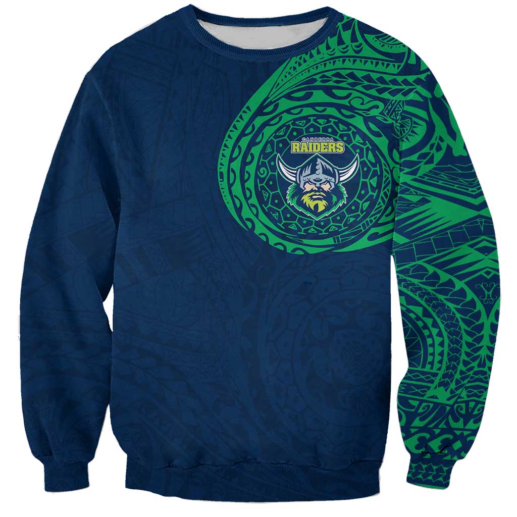 Personalized Canberra Raiders Sweatshirt Polynesian Tribal Chest and Sleeve Tattoo
