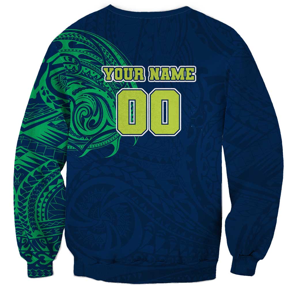 Personalized Canberra Raiders Sweatshirt Polynesian Tribal Chest and Sleeve Tattoo