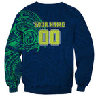Personalized Canberra Raiders Sweatshirt Polynesian Tribal Chest and Sleeve Tattoo