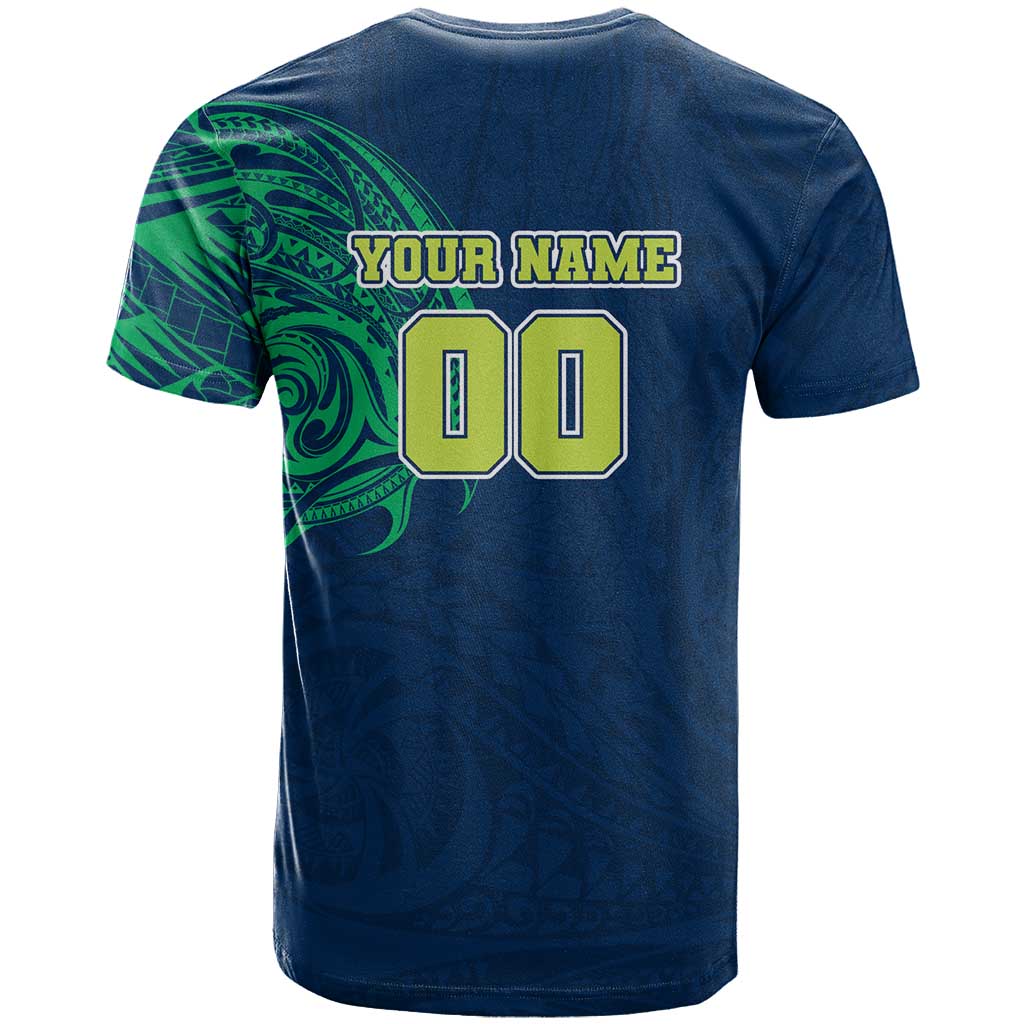 Personalized Canberra Raiders T Shirt Polynesian Tribal Chest and Sleeve Tattoo