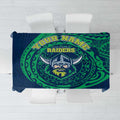 Personalized Canberra Raiders Tablecloth Polynesian Tribal Chest and Sleeve Tattoo