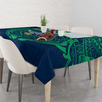 Personalized Canberra Raiders Tablecloth Polynesian Tribal Chest and Sleeve Tattoo