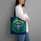 Personalized Canberra Raiders Tote Bag Polynesian Tribal Chest and Sleeve Tattoo