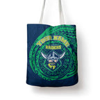 Personalized Canberra Raiders Tote Bag Polynesian Tribal Chest and Sleeve Tattoo