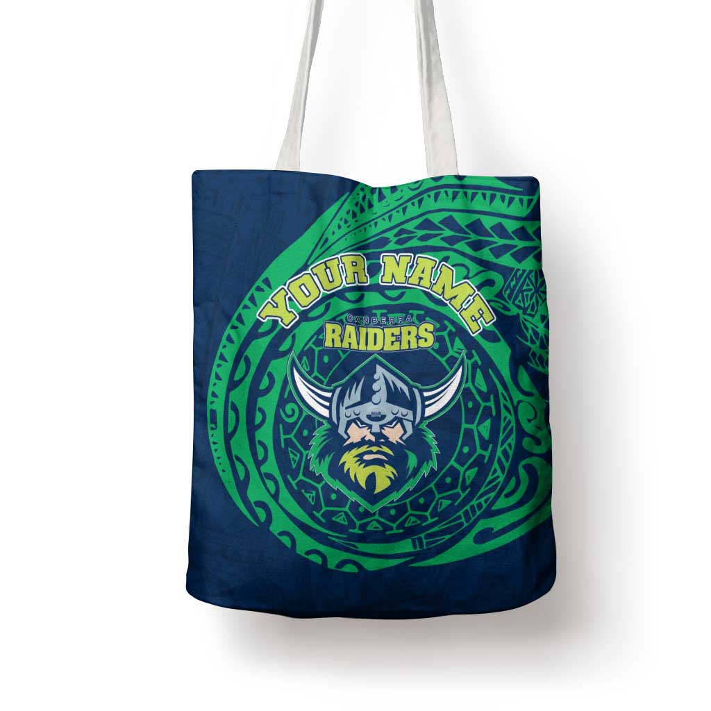 Personalized Canberra Raiders Tote Bag Polynesian Tribal Chest and Sleeve Tattoo